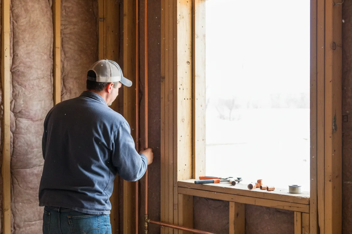 Licensed plumber running new copper supply lines in a Jamestown home
